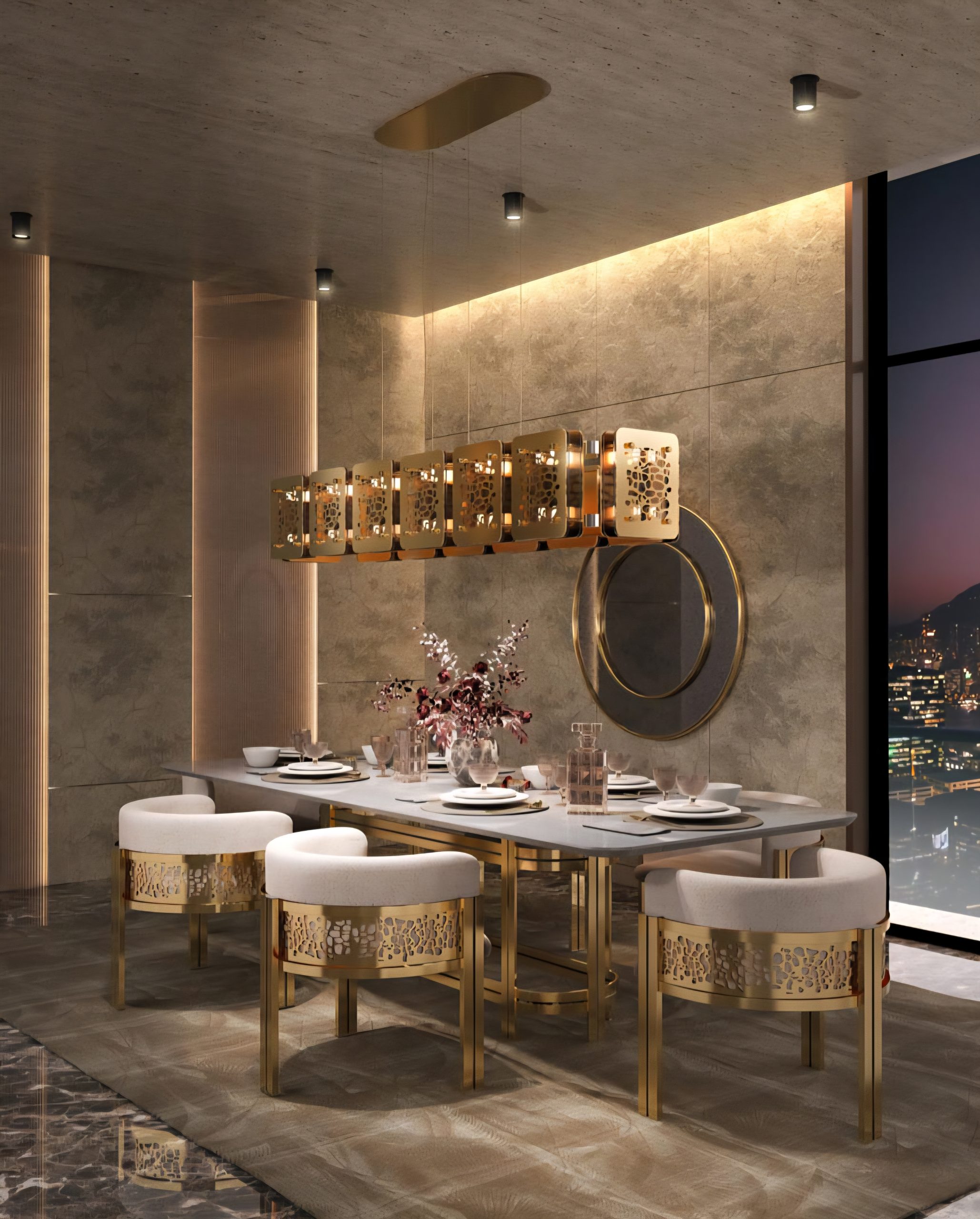 castro-lighting-safari-suspension-snooker-dining-room-design-golden-beige-tones-perspective SAFFARY NOOR - Image 1